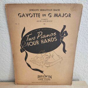 Vintage 1942 Gavotte In G Major Two Pianos Four Hands Sheet Music Bach Ephemera